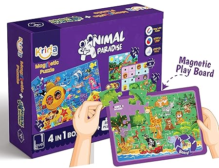 Krida Animal Paradise 4 in 1 Magnetic Puzzle and Sudoku - 62 Pieces